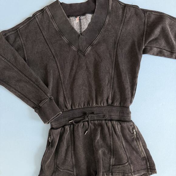 Free People Movement Intercept Washed Black Romper - Picture 6 of 7